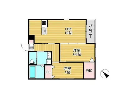 KERASIA(2LDK/1階)の間取り写真