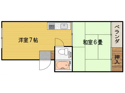 コーポ永和 楽間A棟(1DK/1階)の間取り写真