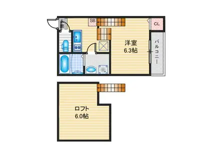 Kパレス(1SK/1階)の間取り写真