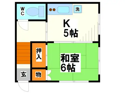 山口荘(1K/2階)の間取り写真