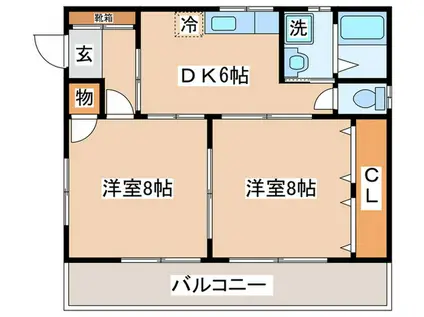 コーポ司(2DK/2階)の間取り写真