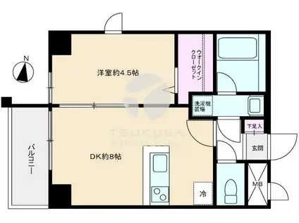 モンテヴェルデ飯田橋(1DK/3階)の間取り写真