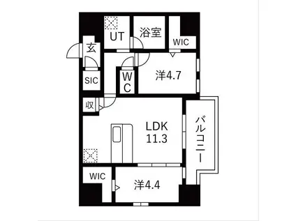 スプランディッドX(2LDK/13階)の間取り写真