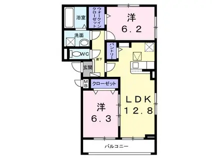 ソレイユ茨木(2LDK/1階)の間取り写真