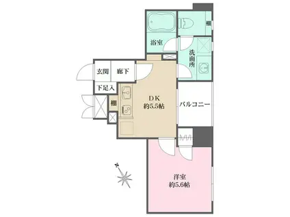 藤和シティホームズ上野山伏町(1DK/7階)の間取り写真