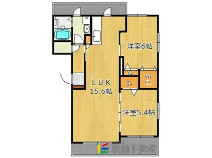 エステート杉塚II(2LDK/1階)の間取り写真