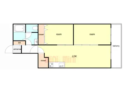 グリーンロード公園ヴィラ(2LDK/7階)の間取り写真