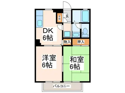 エスポワールA棟(2DK/1階)の間取り写真