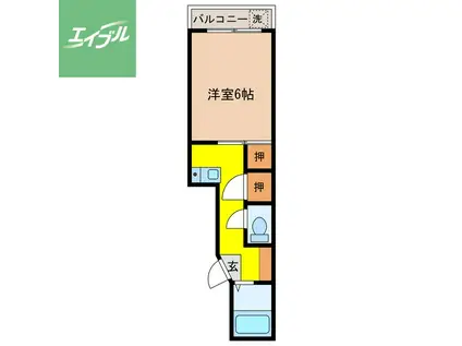 ベルシティブルナス(1K/4階)の間取り写真