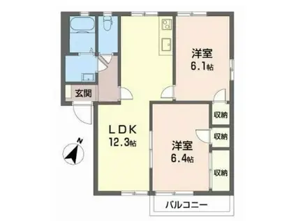 パークヒルズCDE(2LDK/1階)の間取り写真