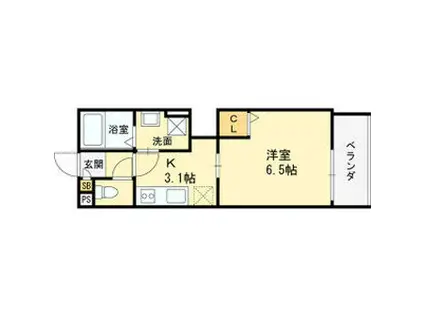 高槻市古曽部共同(1K/3階)の間取り写真