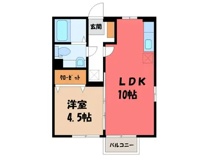 ルミナスハイム I(1LDK/2階)の間取り写真