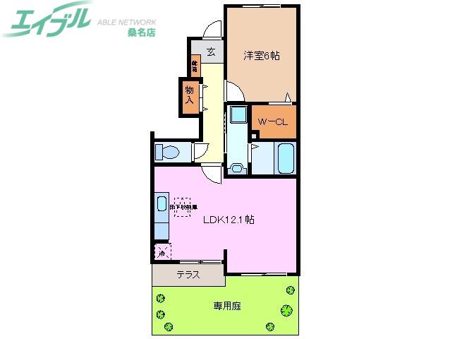ディスカバリーII(1LDK/1階)の間取り写真