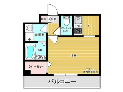 カーサグランデ(1K/3階)の間取り写真