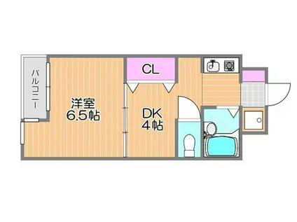 サーパス大供(1DK/4階)の間取り写真