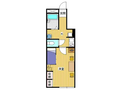 レオパレスミノフルール(1K/1階)の間取り写真