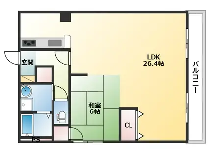 石川ビル(1LDK/3階)の間取り写真