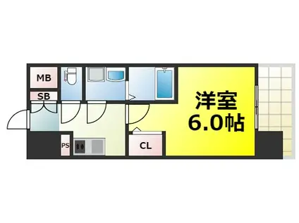 エスリード難波ザ・ゲート(1K/9階)の間取り写真