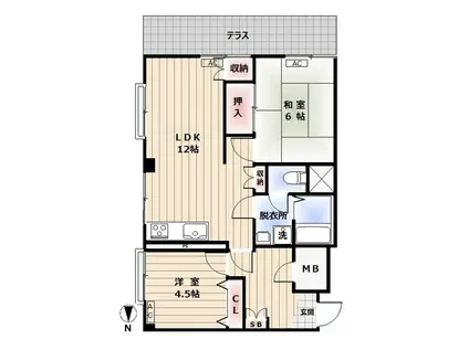 レジ東郷(2LDK/1階)の間取り写真