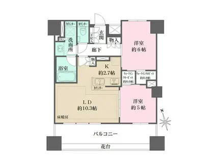ザ・パークハウス上野(2LDK/14階)の間取り写真