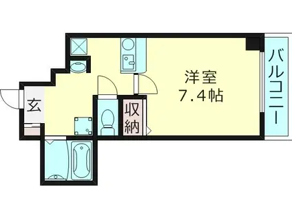 グランデージ 都島(1K/2階)の間取り写真