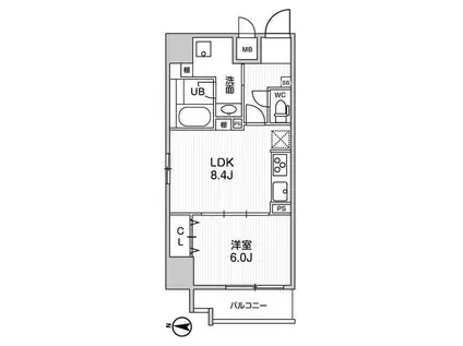 ROOTS KIKUKAWA(1LDK/10階)の間取り写真
