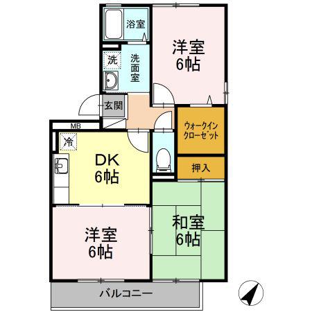 BEEASE(3DK/3階)の間取り写真