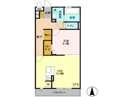 モンターニュ(1LDK/1階)の間取り写真