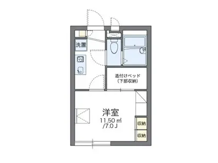 レオパレスウグイス(1K/1階)の間取り写真
