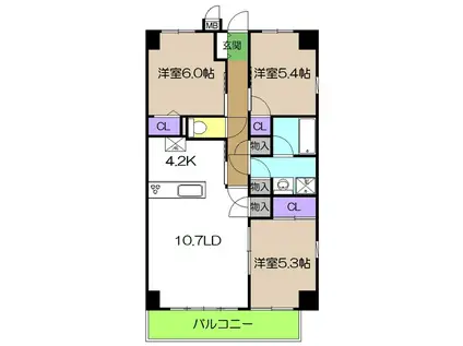 ソレイユE(3LDK/2階)の間取り写真