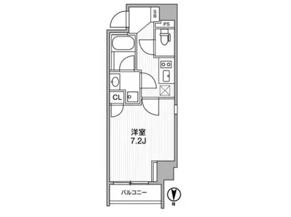ライトハウス西新宿(1K/2階)の間取り写真