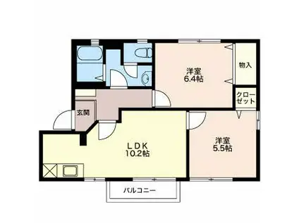 ボヌールさるはし(2LDK/2階)の間取り写真