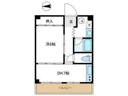 西新井スカイハイツ(1DK/5階)の間取り写真