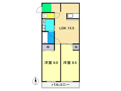 サンミゲル(2LDK/2階)の間取り写真