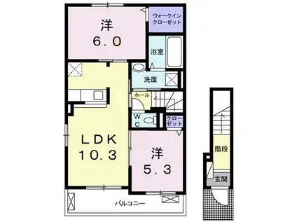 ラマニアII(2LDK/2階)の間取り写真