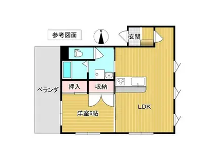ハーネス戸祭(1LDK/1階)の間取り写真