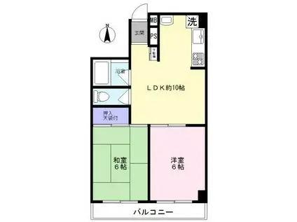 ハイツ柿の木坂(2LDK/1階)の間取り写真