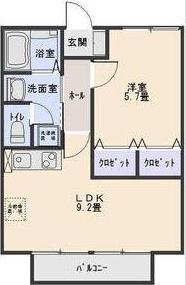 スミカ A(1LDK/2階)の間取り写真