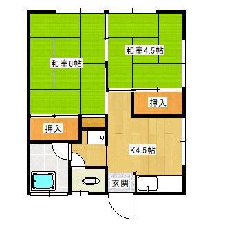 栄光荘(2K/2階)の間取り写真