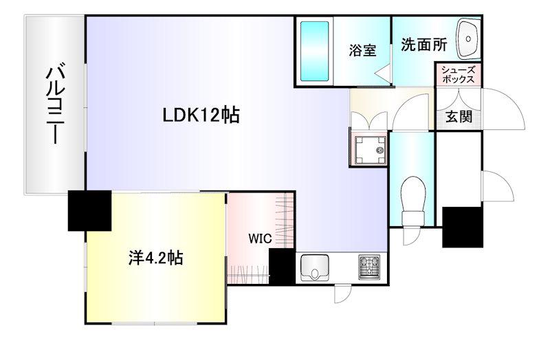 ERDE三萩野(1LDK/4階)の間取り写真