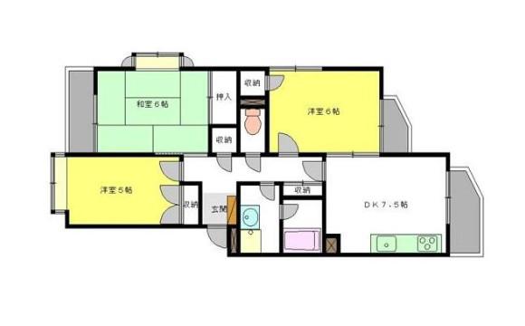 ベルメゾン小島(3DK/1階)の間取り写真