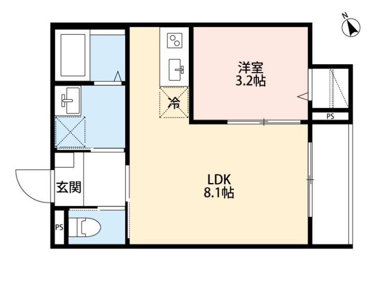 グランデール春日部(1LDK/3階)の間取り写真