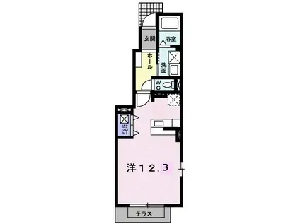 ユニゾンハウスK(ワンルーム/1階)の間取り写真