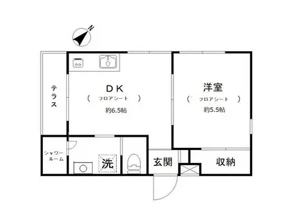 グランベル松陰(1DK/1階)の間取り写真