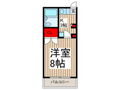 平勲ハイツII号館(1K/4階)の間取り写真