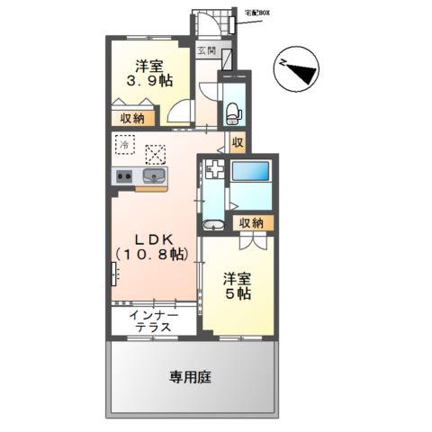 豊橋市三本木町アパート(2LDK/1階)の間取り写真