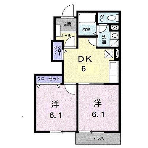 ベルモアGINZA(2DK/1階)の間取り写真