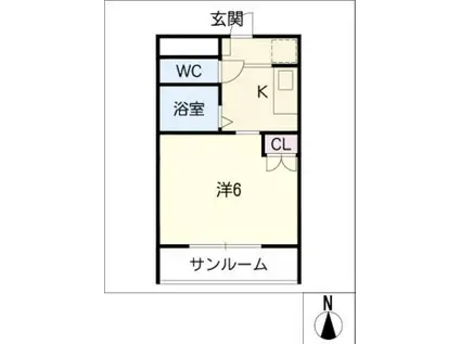 バスティード西浜田(1K/2階)の間取り写真