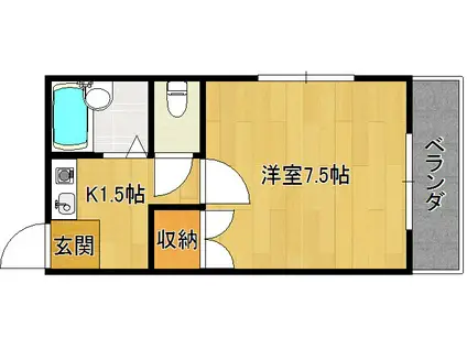 サンビレッジ須山(1K/2階)の間取り写真