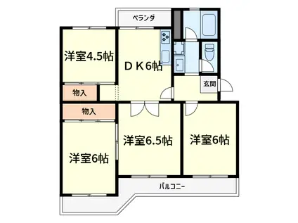 塚原台ハイツ13号棟(4DK/4階)の間取り写真